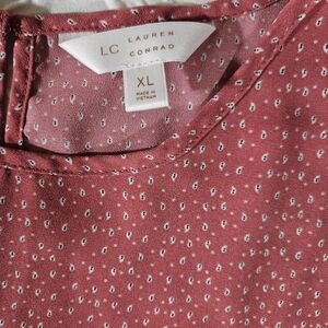 LC Lauren Conrad Rose Pink Micro Dot Blouse Size XL